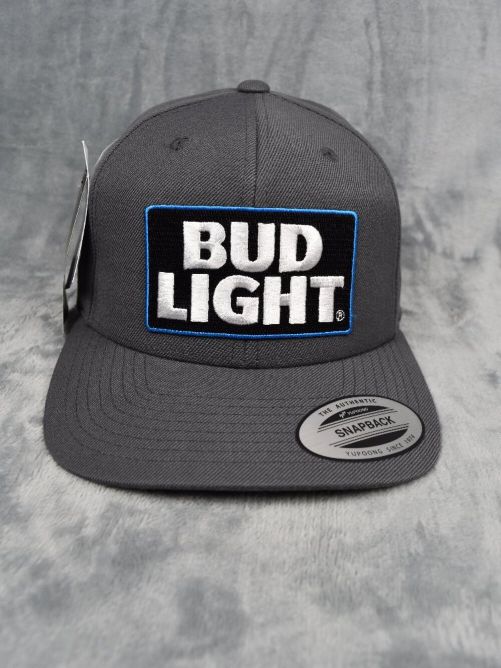 NWT Bud Light Charcoal Dark Grey Logo Patch Premium Adjustable Snapback Cap